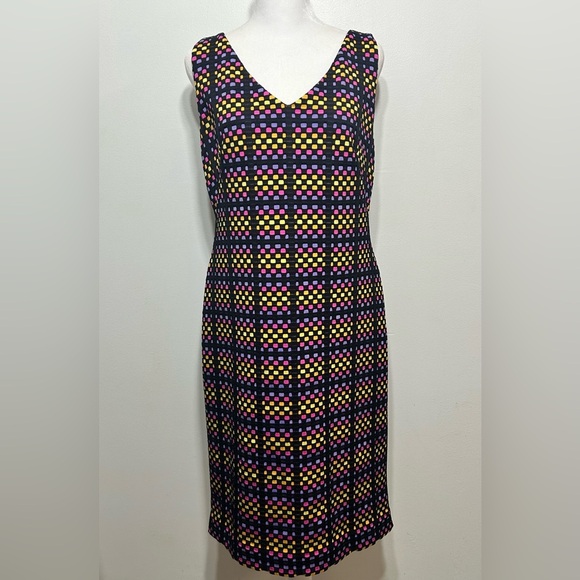 Joseph Ribkoff Mod Style Vibrant Color Square Sheath Dress Size 12 - Picture 1 of 14